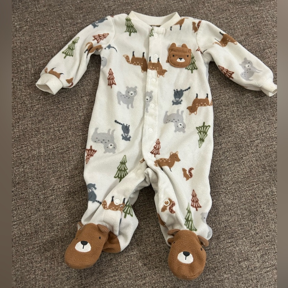 🦋 Adorable Bear Print Kids One Piece sleeper footie
